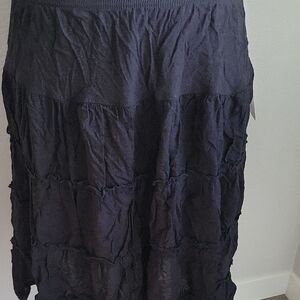 Studio 253 Chic Ruffled Black Women's Rayon Skirt